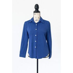 Gemilli Medium Blue Button Down Shirt Made in USA Cotton Blend